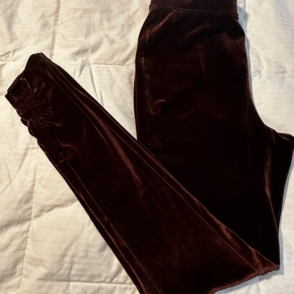 Synergy by Chicos Brown Velour Leggings